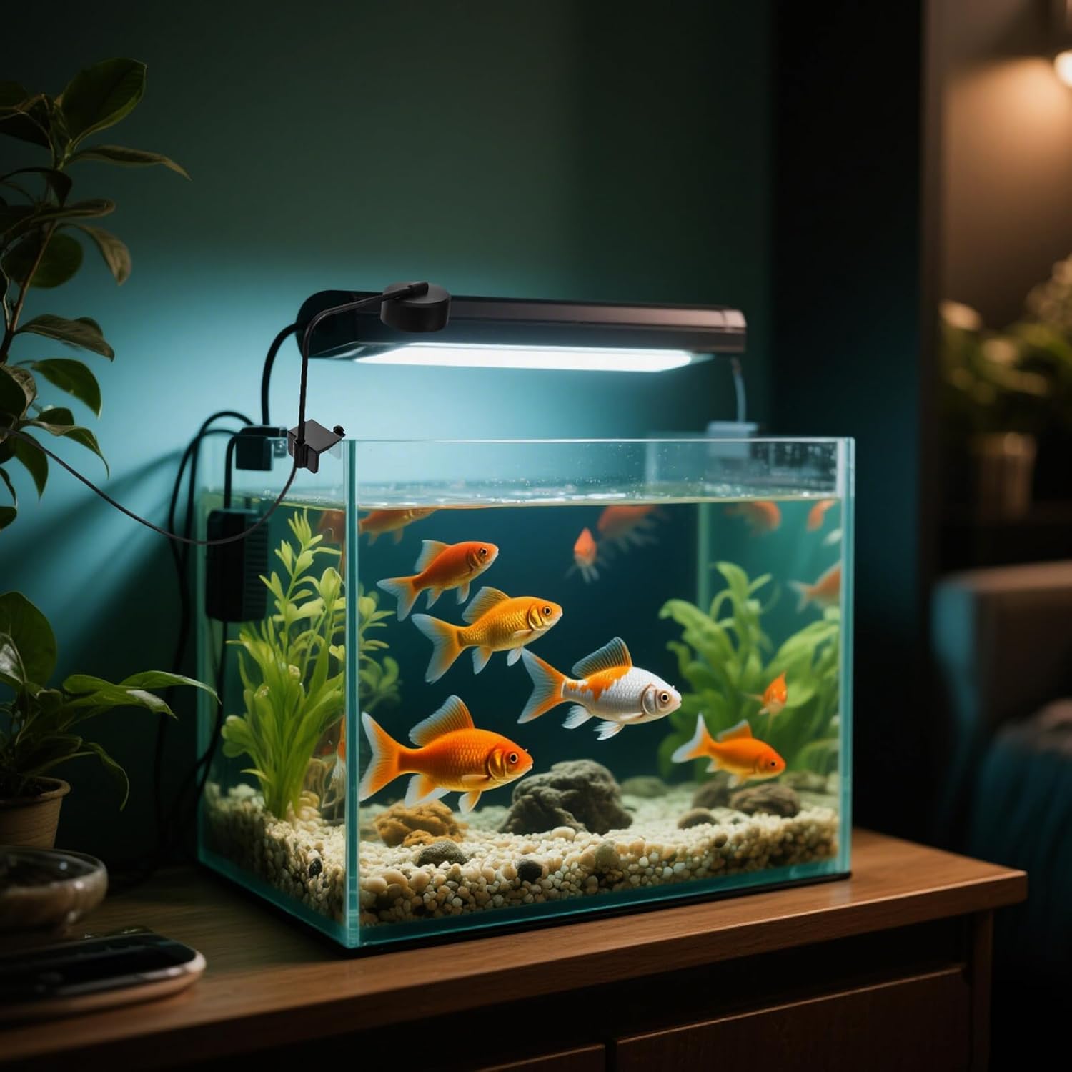 VANZACK USB Powered LED Aquarium Light Clip- Small Fish Tank Lamp with Blue and White Color Modes Space-Saving Design for Underwater Lighting in Mini Aquariums and Planted Tanks