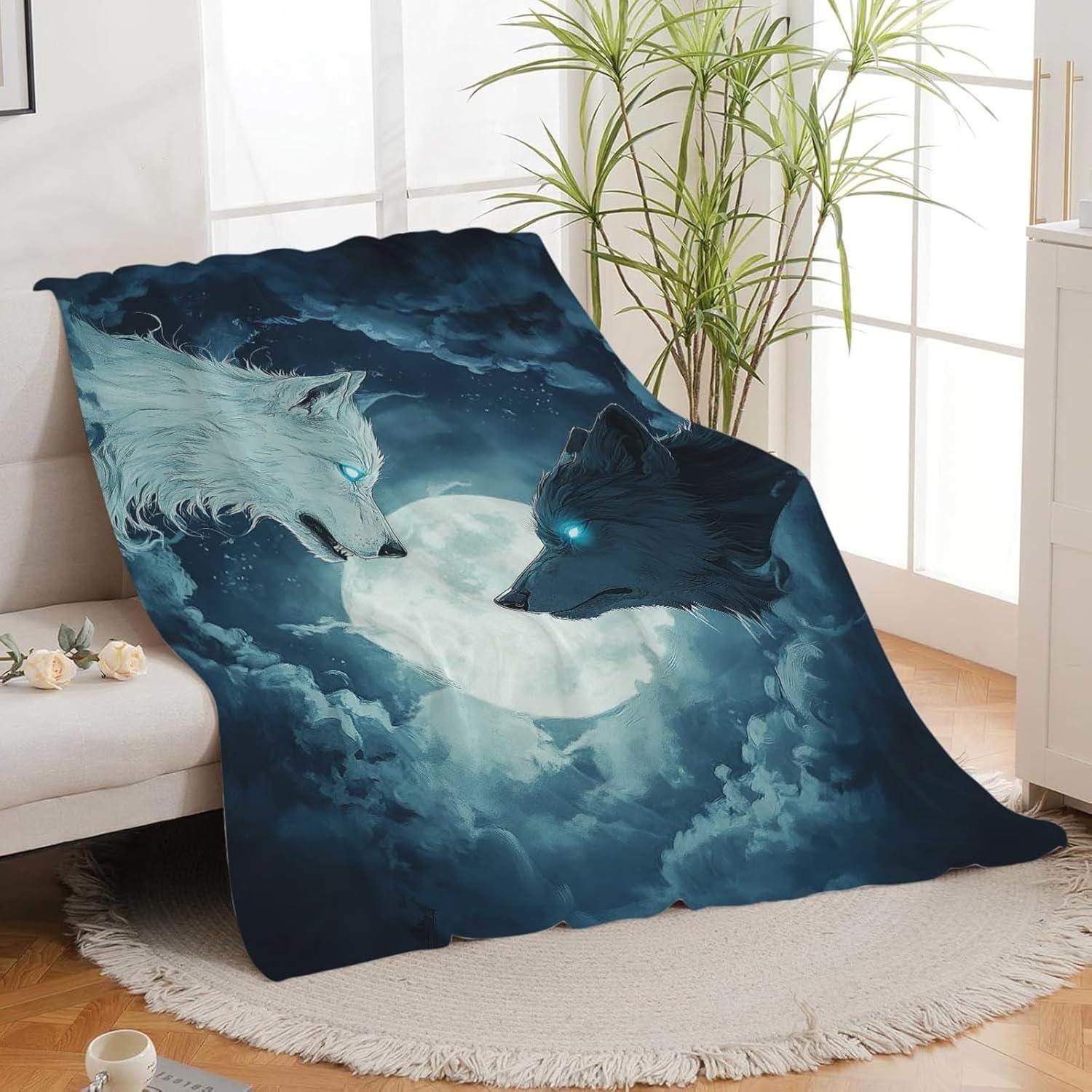 Wolf Throw Blanket Wolf Stuff Gifts for Kids Girls Boys Adults Women Man Soft Cozy Warm Plush Fluffy Fuzzy Fleece Blanket Decor 40''X50''