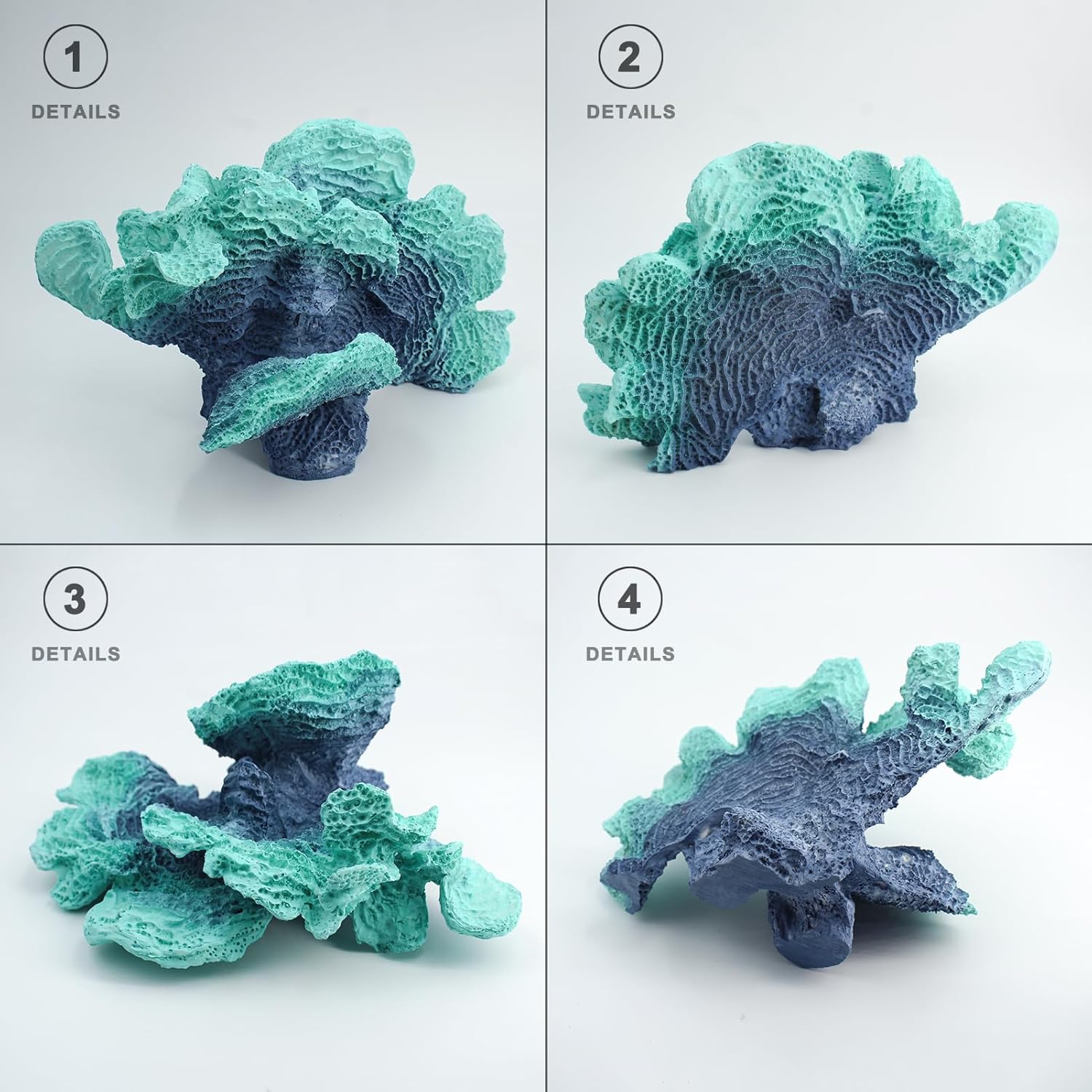 Artificial Sea Coral Statue, Sculpture Home Decor Resin Nautical Coastal Decorations for Beach Themed Party Wedding Room Kitchen Table Shelf (Blue Green)