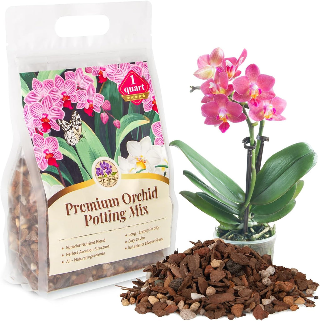 Orchid Bark Potting Mix with Pine Bark and Perlite, Fast Draining Orchid Soil for Healthy Roots, Ideal for Repotting Orchid and Orchid Bark for Indoor Plants (1 Quart)