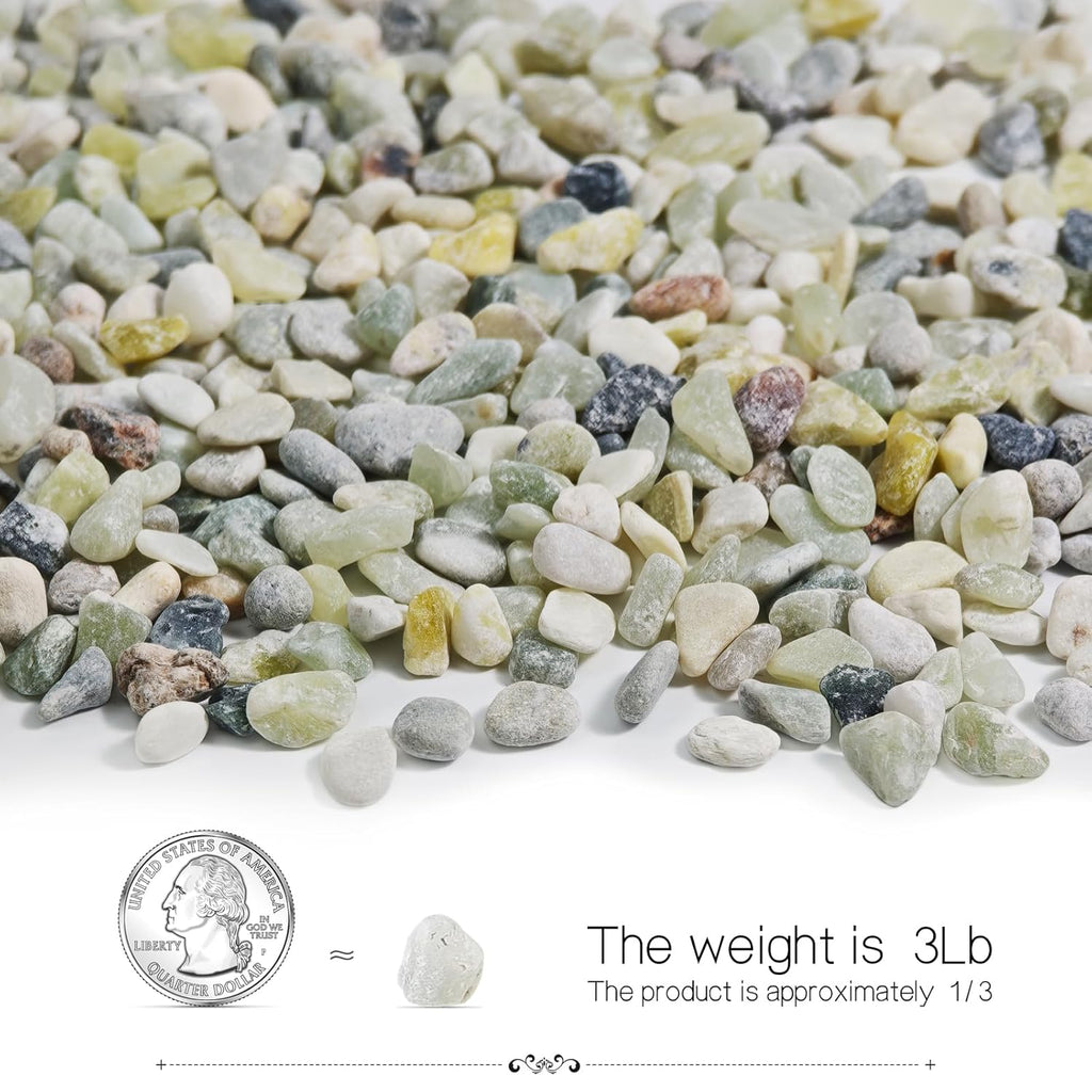 3Lb Pebbles for Indoor Plants,River Rocks for Succulent Plants,Aquarium Gravel,Decorative Stones Bonsai Garden Pebbles,Aquarium Rocks for Landscaping,Plants,Vase Fillers (Green)