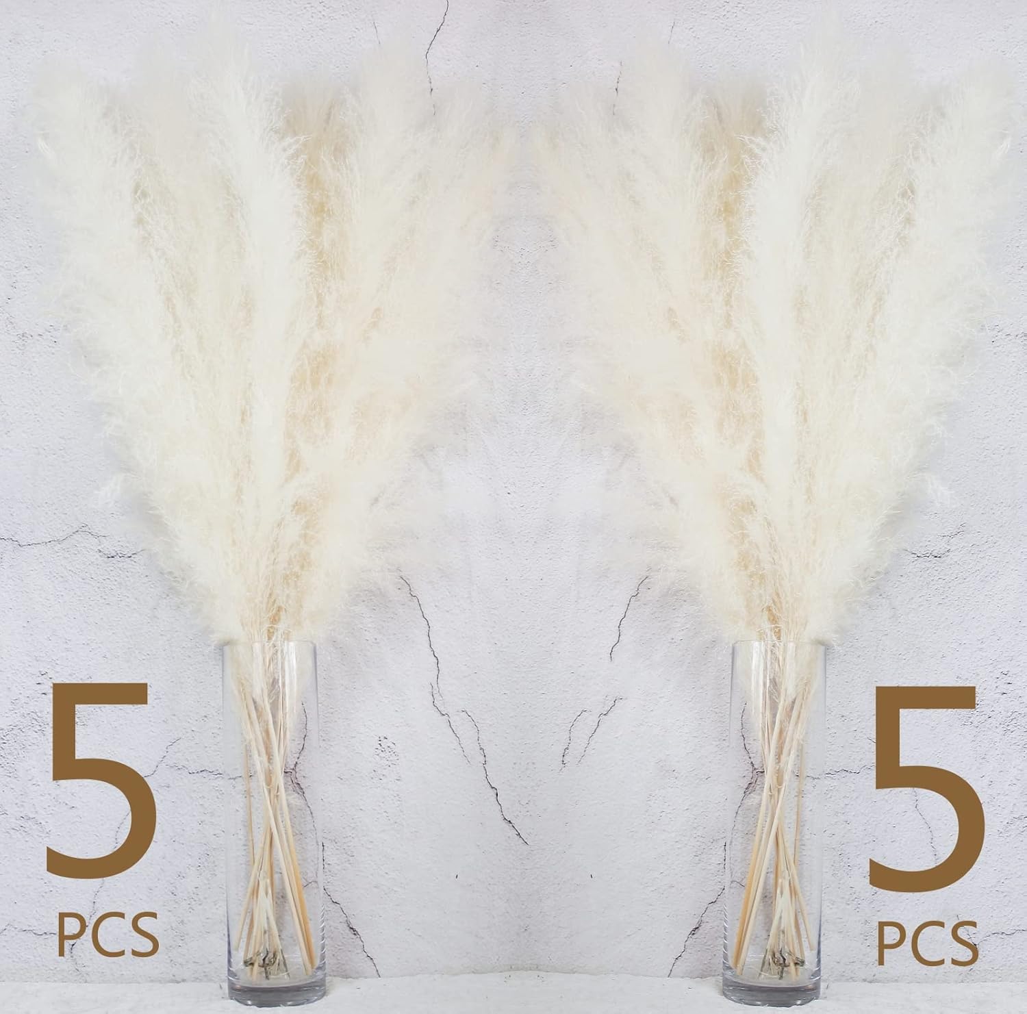 10 Stems 40-inch White Pampas Grass Decor Tall, Large Pampas Grass, Boho Neutral Home Decor Bouquet. Fluffy Pampas Grass for Floor Vases, Wedding Floral Arrangements, Wall Decor, Farmhouse Table Decor
