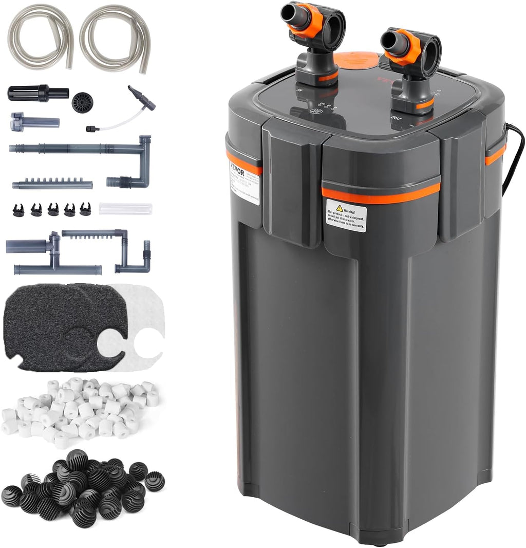 VEVOR Aquarium Filter 238GPH, 3-Stage Canister Filter 55-75 Gallon, Ultra-Quiet Internal Aquarium Filter with UV Protection, Submersible Power Filter with Multiple Function for Fish Tanks, 11W