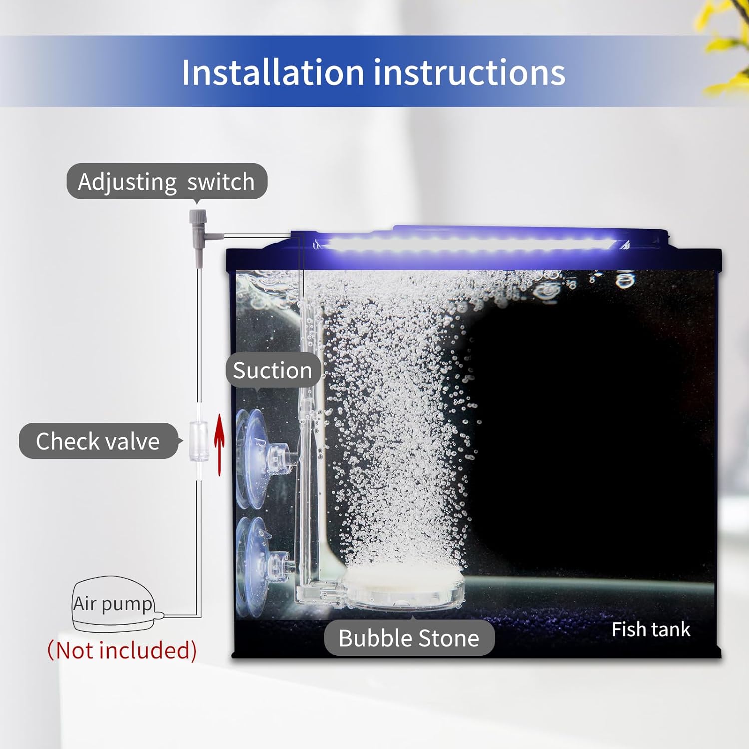 Aquarium Air Stone,1.4 Inch Fish Tank Nano Bubble Stone Kit with Check Valve and Control Valve Quiet Extremely High Dissolved Oxygen Diffuser Makes Extremely Tiny Bubbles for Betta Fish,Shrimp