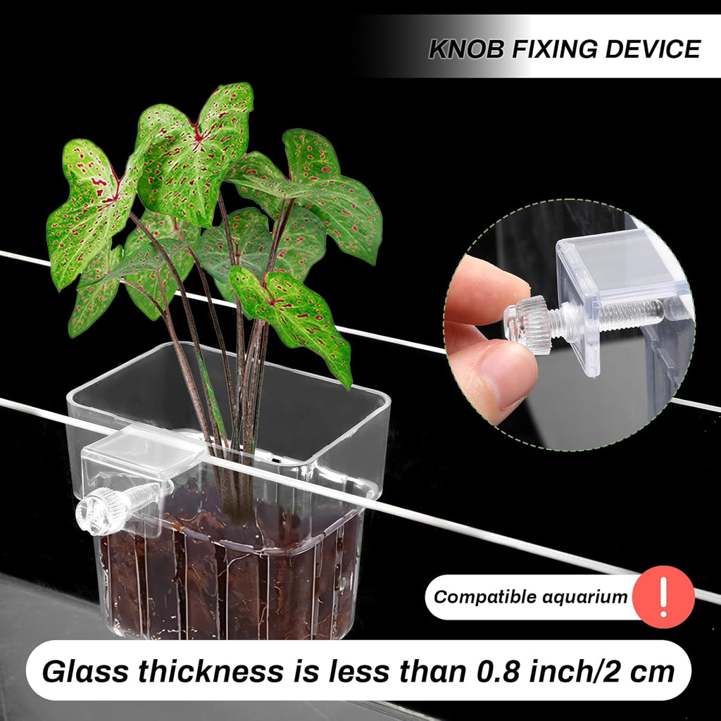 2 PCS Aquarium Plant Holder Clear, Fish Tank Plant Holder, Fish Tank Aquatic Plant Holder Aquatic Planter Hanging Pot for Aquarium Decor