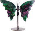 Crystal Butterfly Ornament, Amethyst Agate Wings, Home Office Tabletop Decor (Ruby-in-Zoisite)