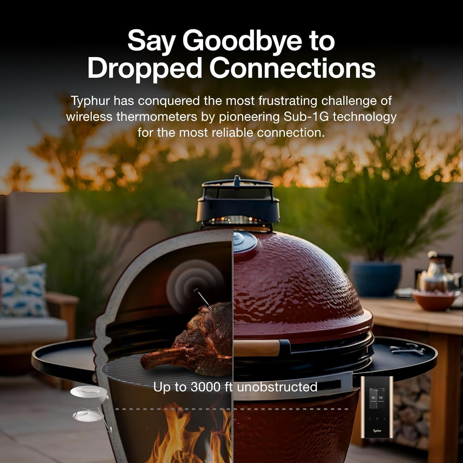 Typhur Sync Gold Dual Gift Set, WiFi Wireless Meat Thermometer with 2 Slim Probes & Storage Case, 6 Sensors, 10x Stronger Signal, Smart Base, ±0.5℉ Accuracy, Grill BBQ Christmas Gifts for Men