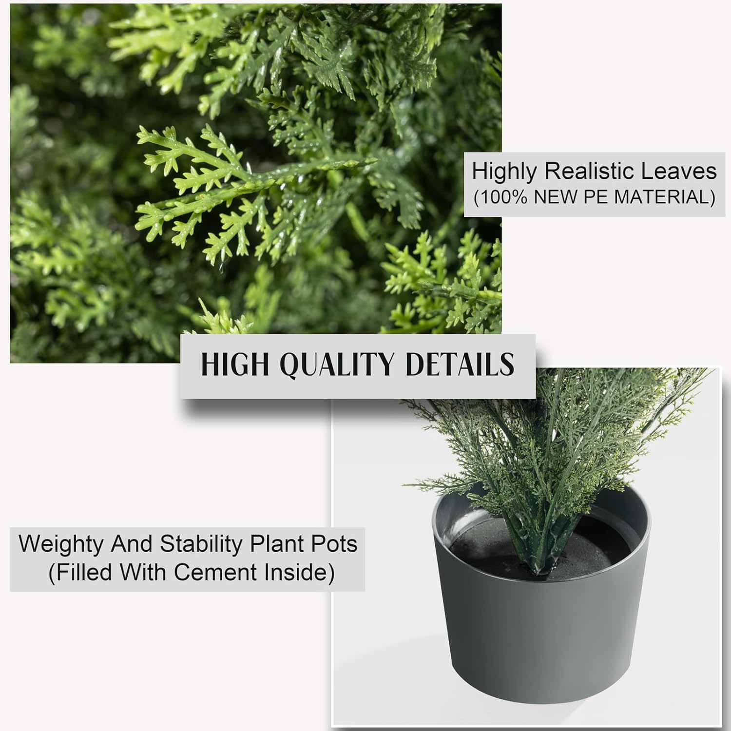 6FT Artificial Cedar Topiary Trees Set of 2，72 Inch Tall UV Protection Fake Cypress Trees for Outdoors, Realistic Potted Pine Plants for Patio, Porch, Home, Doorway Decor