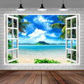 Beach Backdrop,Tropical Seaside Summer Hawaii Photography Backdrops,Natural Scenery Blue Sky White Clouds Photo Booth Wedding Luau Themed Party Party Decoration Background Studio Photo Props 8X6FT