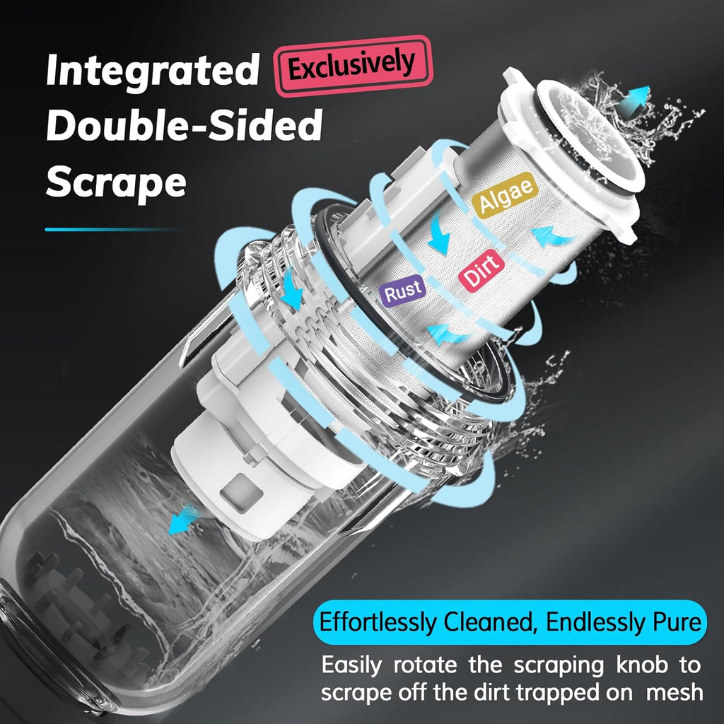 40 Micron Spin Down Sediment Filters With Scraper, Disassembly-Free Sediment Filter, Reusable Whole House Water Filter System for City/Well Water, 1" MNPT + 3/4" FNPT + 3/4"MNPT, BPA Free