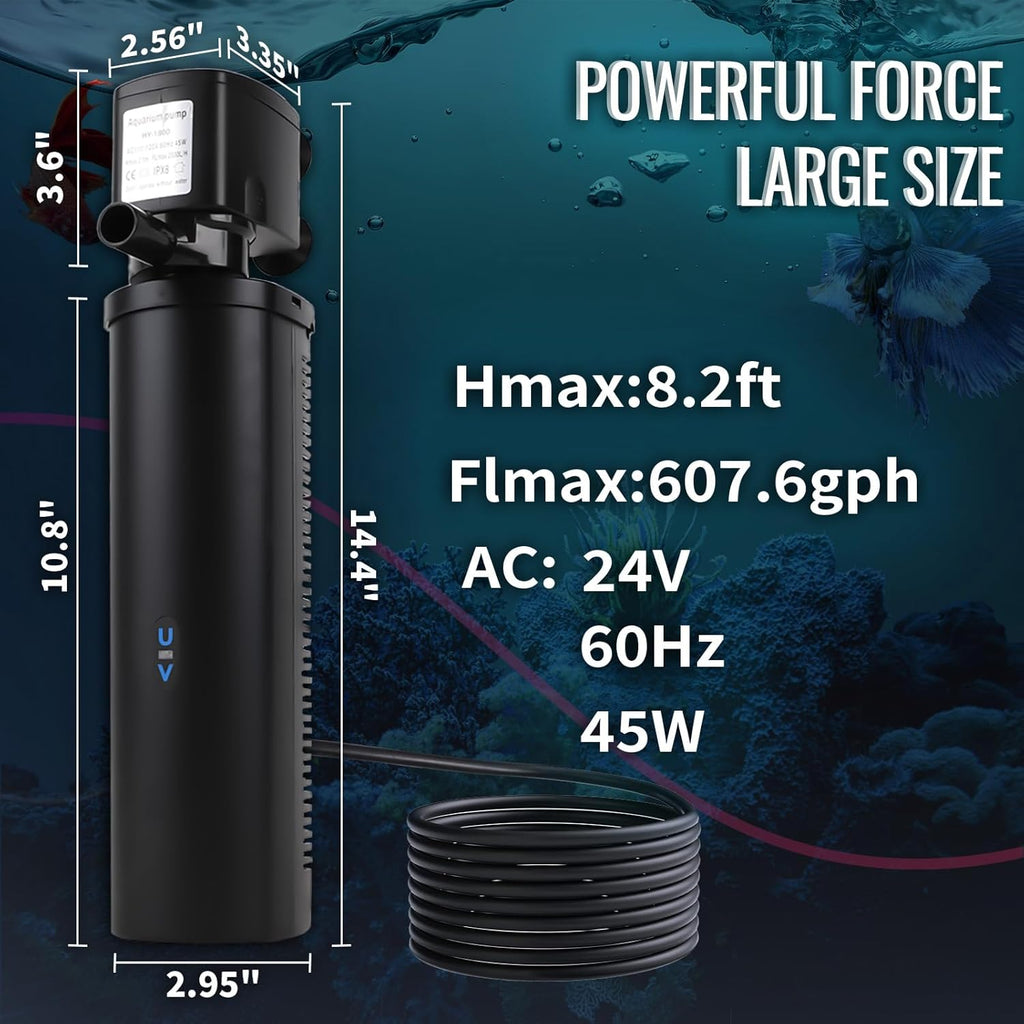 TARARIUM 600GPH Cold Plunge Small Pool Filter with 24V DC Powerful Pump for or Up to 1000 Gal Cloudy Water Cleaner