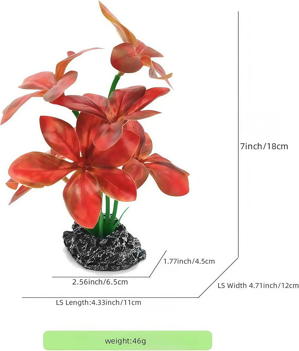 JGbaby Artificial Aquarium Plants,Fish Tank Decorations Betta Leaf Hammock 7in Realistic Silk & Plastic Plants, Hideout Decor for Betta. Goldfish,Reptiles,Small Tanks (Red Type-A)