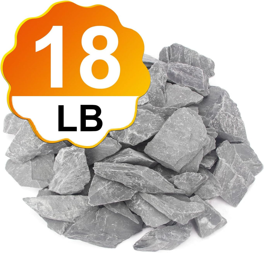 CFKJ [18 Pounds] Natural Slate Stone Rocks, 3 to 5 inch Slate Stone Rocks for Aquascaping, Aquariums, Terrariums, Amphibian Enclosures