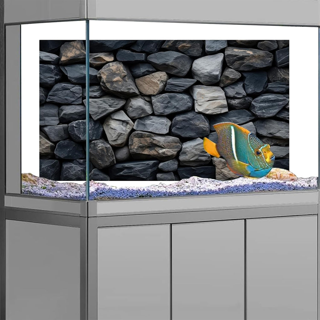 iTapnoom Underwater Stone Aquarium Background, Rock Wall Nature Landscape Fish Tank Backdrop Decor, Polyester Fabric with 6 EVA Double-Sided Tapes 48x24 inches/120x60cm