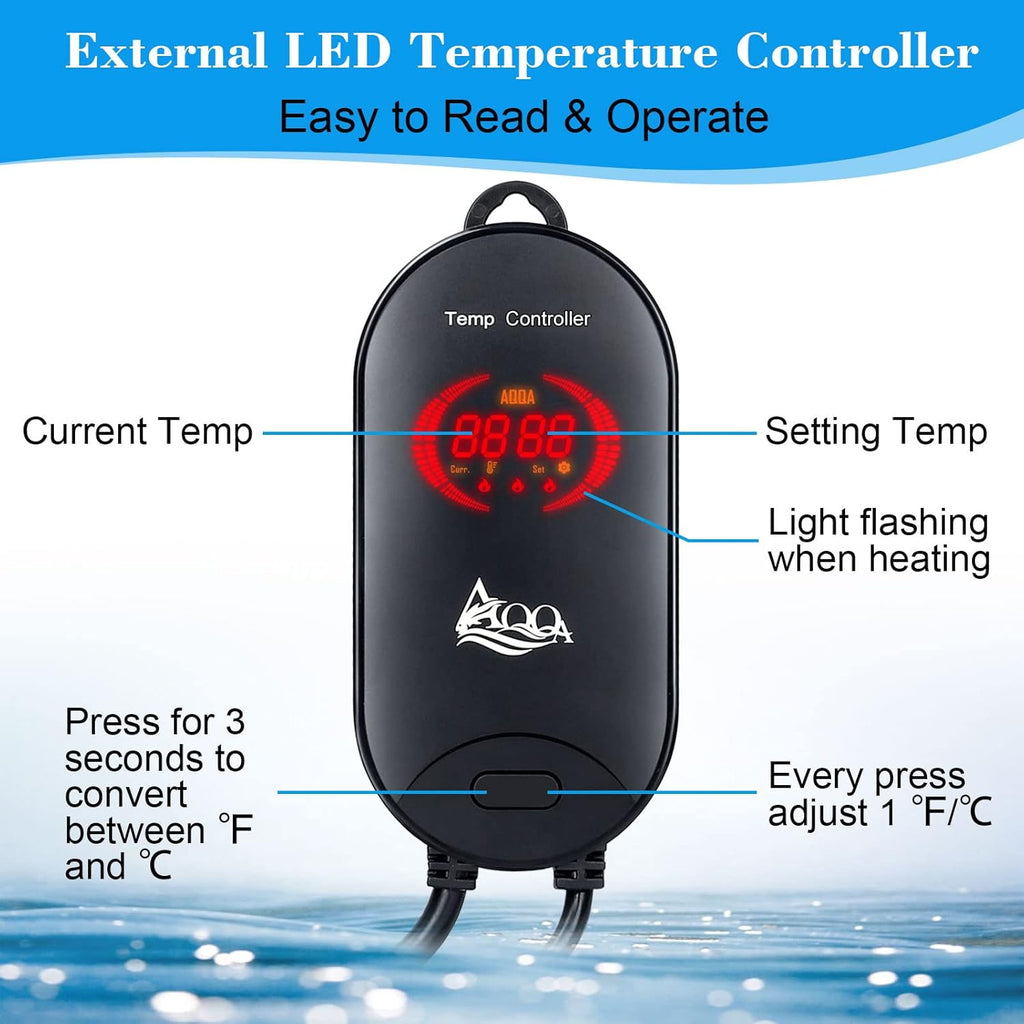 AQQA Aquarium Heater 800W for 80-220 Gallon Submersible Fish Tank Heater for Aquarium Betta Fish Heater Aquarium Thermostat Heater Hydroponic Freshwater & Saltwater (800W, 80-220Gal)