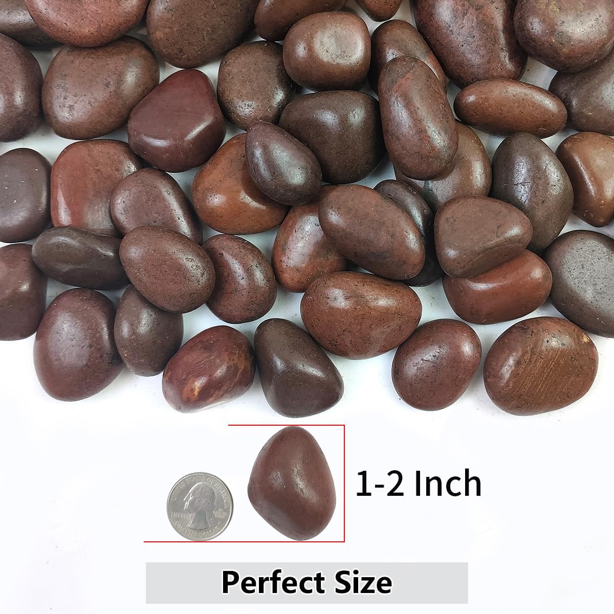 Rocks for Plant 5lbs, Red River Rocks 1-2 Inch Natural Pebbles for Indoor Plants, High Polished Decorative Stones Vase Filler Fish Tank Aquariums Landscaping Garden