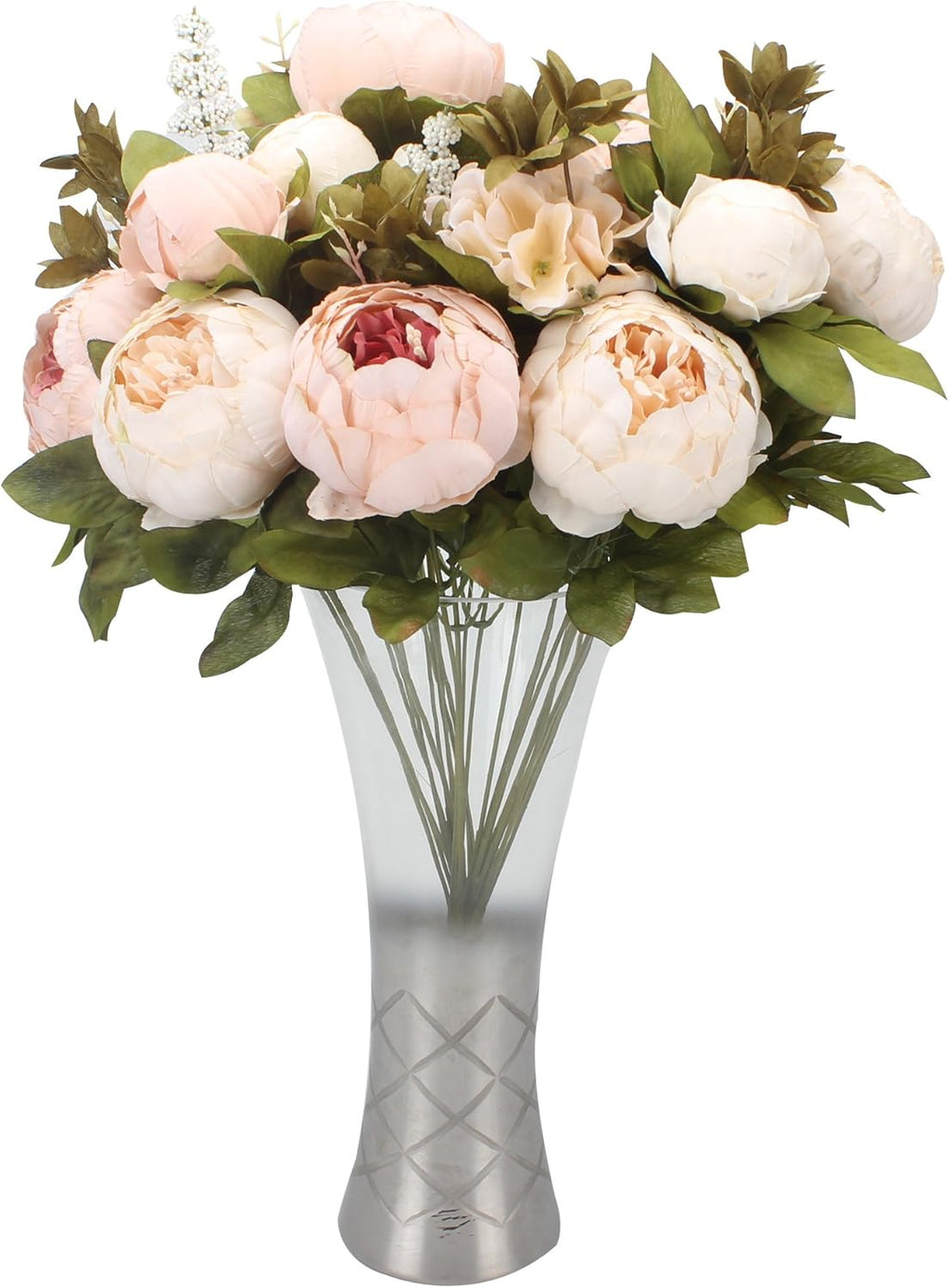 Duovlo Fake Flowers Vintage Artificial Peony Silk Flowers Wedding Home Decoration,Pack of 1 (Light Pink)