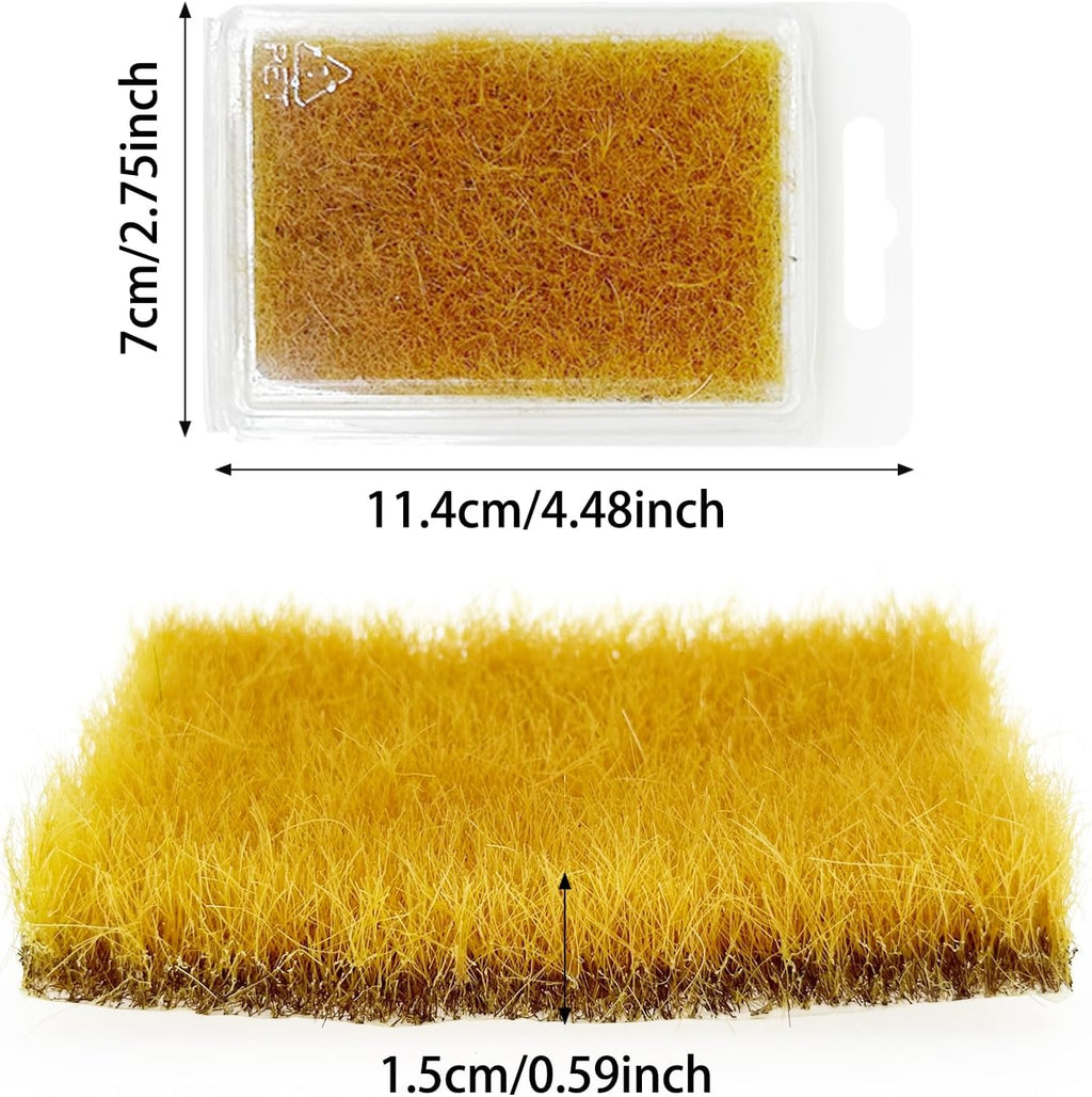 Woohome 2 PCS Model Grass Tufts Resin Static Scenery Model, Artificial Grass for Building Model, DIY Miniature Train Landscape Terrain Railway Scenery Decorations, Yellow