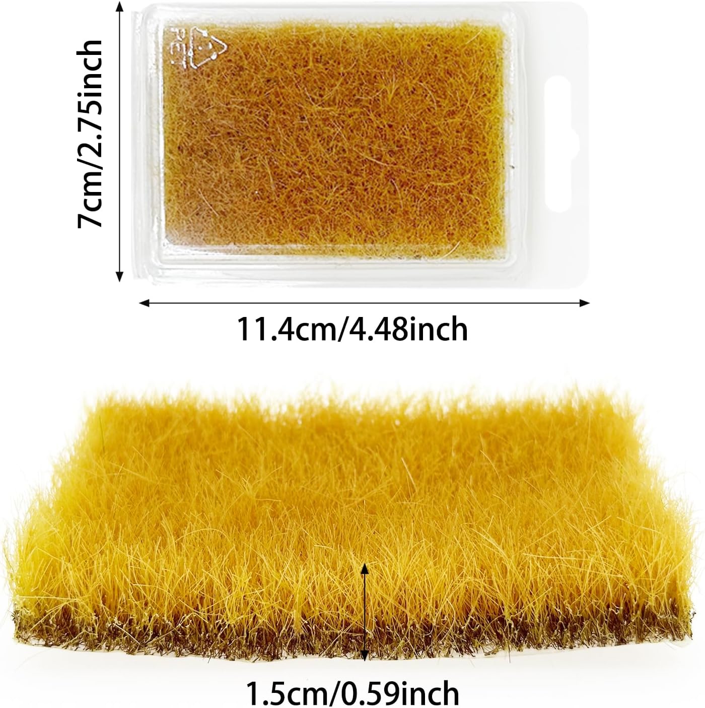 Woohome 2 PCS Model Grass Tufts Resin Static Scenery Model, Artificial Grass for Building Model, DIY Miniature Train Landscape Terrain Railway Scenery Decorations, Yellow