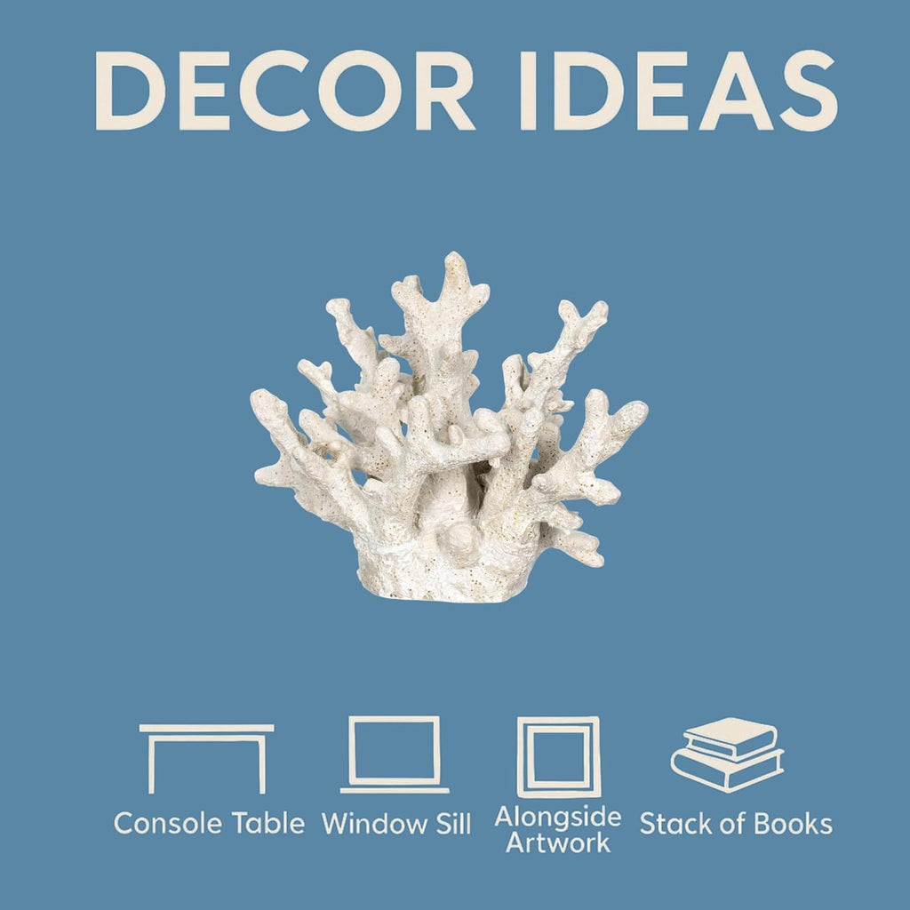 White Coral Decor - Coral Reef Decor (6.5inx5inx5.5in) - Faux Resin Decoration - Nautical Decorations - Beach Home Decor