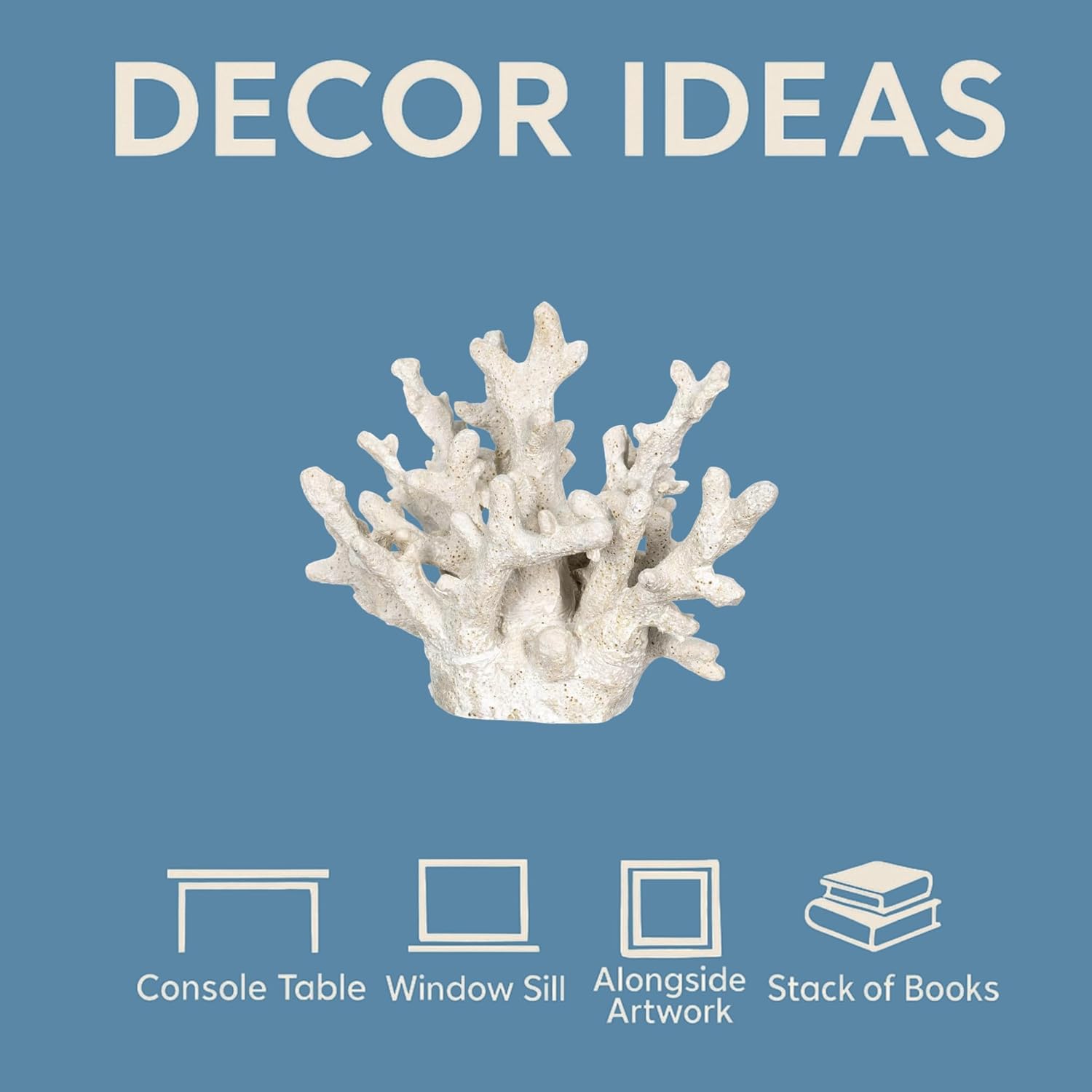 White Coral Decor - Coral Reef Decor (6.5inx5inx5.5in) - Faux Resin Decoration - Nautical Decorations - Beach Home Decor