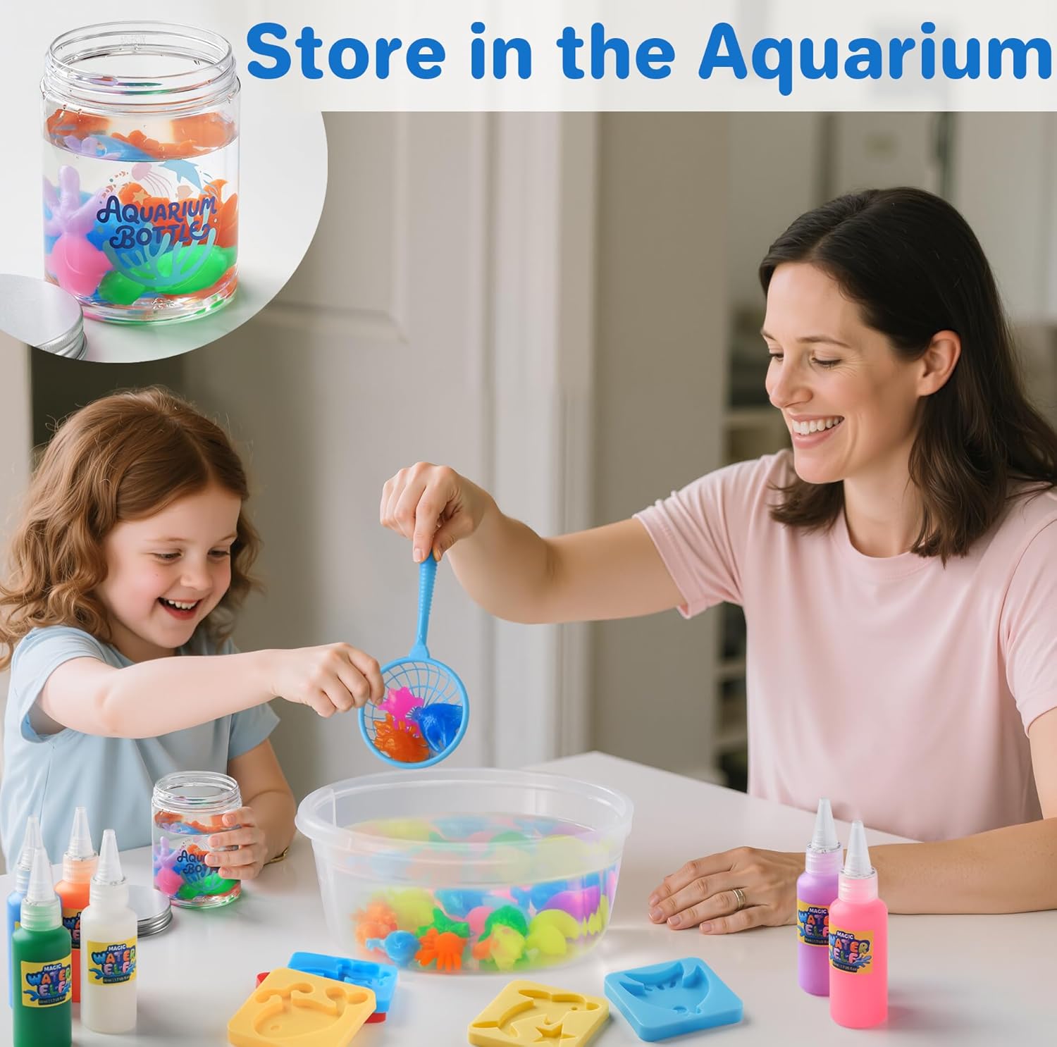 Magic Water Elf Toy Kit - Crafts Kit for Kids - Magic Gel Water Pets with Aquarium Bottle - Make Your Own Squishies Crafts Toys - Kids Christmas Birthday Gifts Party Favor for Girls Boys Ages 3+
