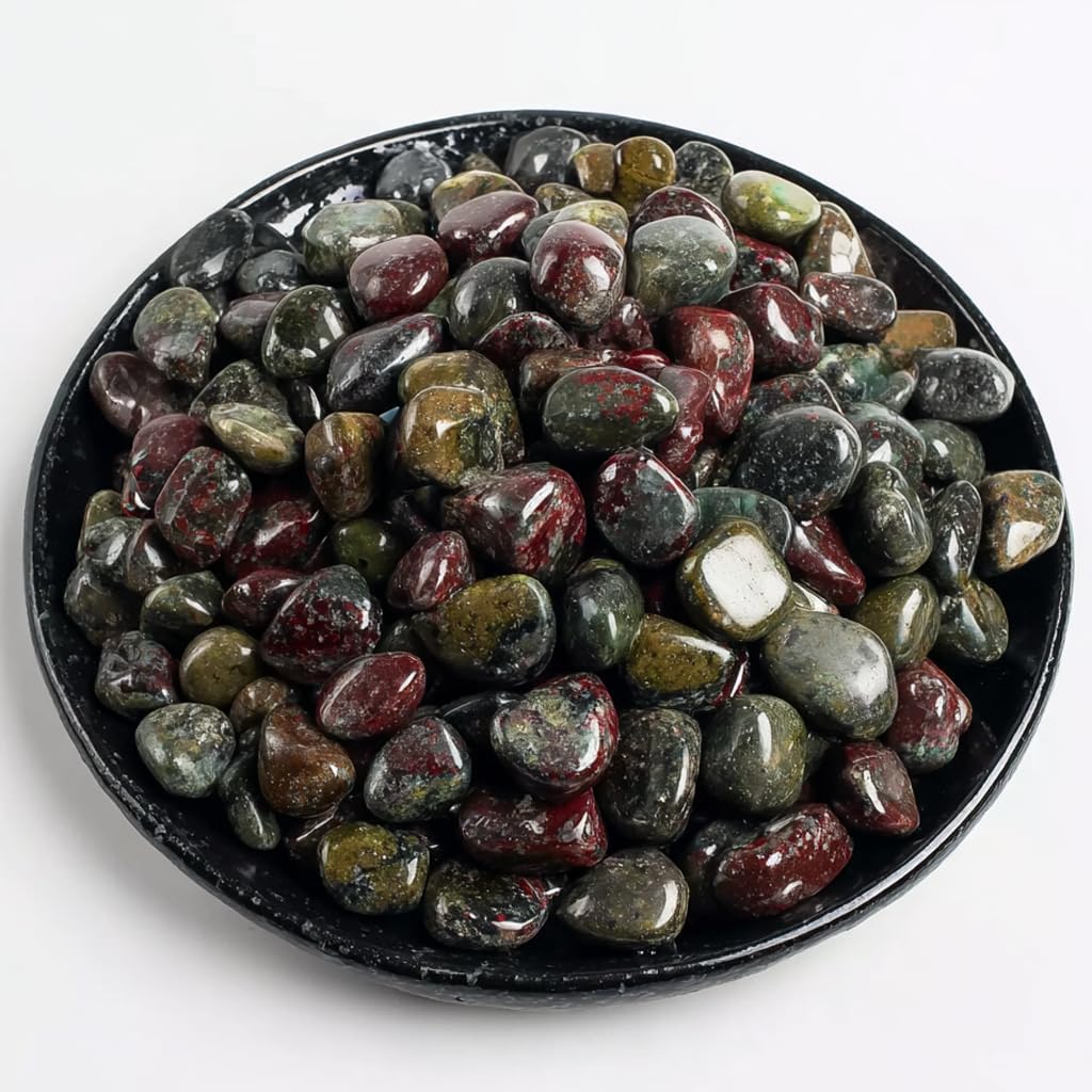 Polished Dragon Blood Jasper Crystal Chips Set, 0.4", 128 Pcs - Handpicked Tumbled Stones and Crystals Bulk for Healing, Reiki, Meditation, Witchcraft and Home Decor