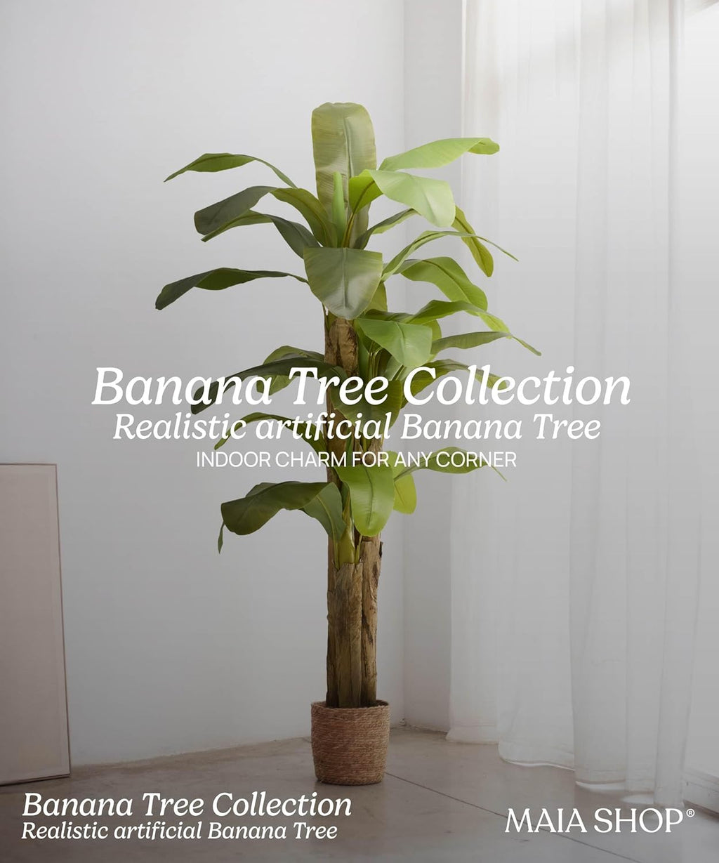Maia Shop 2 Pack, 7ft Artificial Banana Tree Plant for House, Apartment or Office – Realistic Fake Indoor Plants for Living Room, Kitchen, Bedroom, Entryway or Bathroom – Faux Greenery for Home Décor