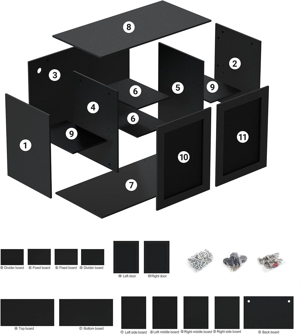 REPTI ZOO Storage Cabinet Terrarium Stand 48" x 24" x 30" for 30" Aquarium Tanks Reptile Terrariums, 6 Large Storage Shelves for Accessories Organization, Extra Holes for Wire Pass