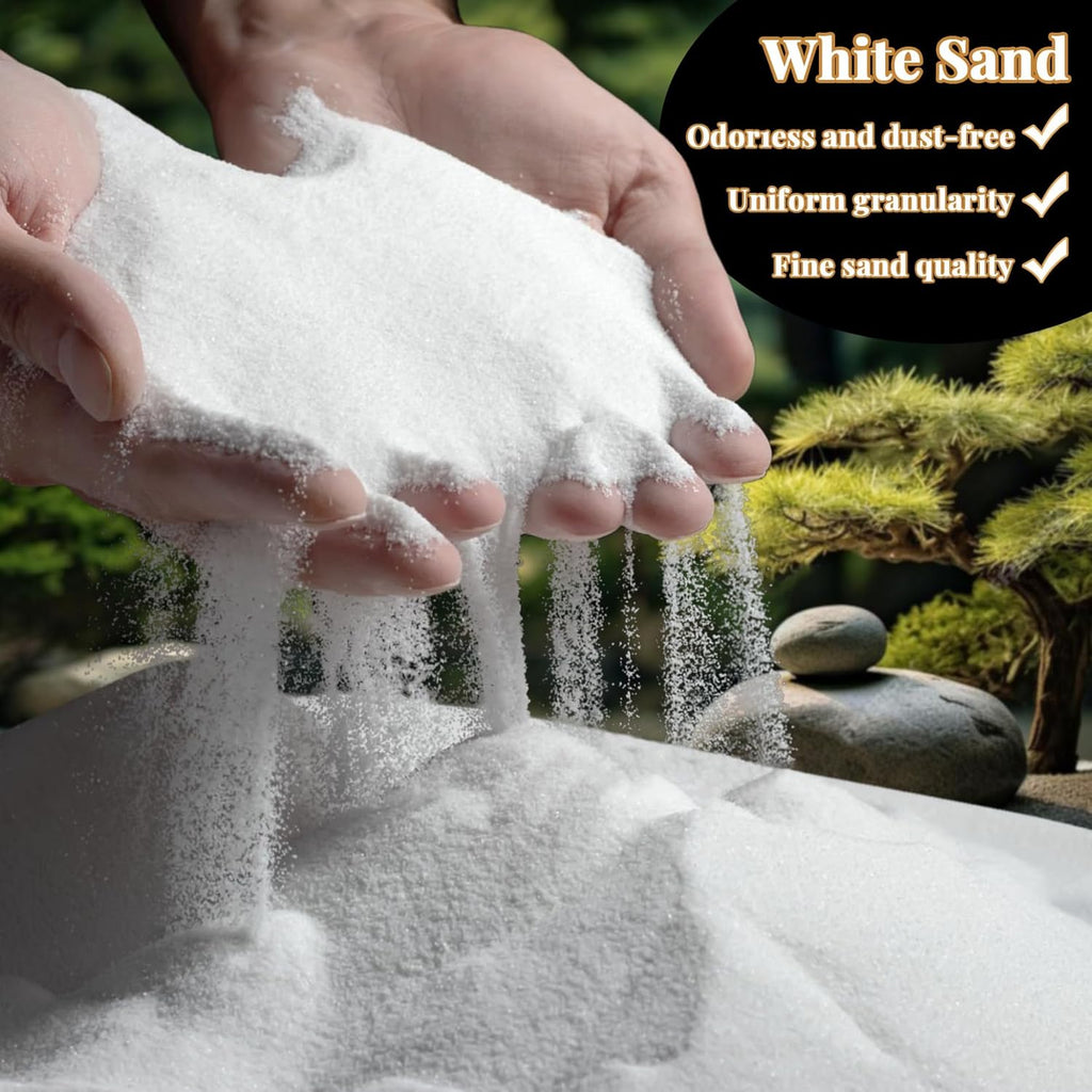 RAINFLOW 15 OZ Fine White Sand for Crafts - Quartz Zen Garden Sand Decorative for Vases Filler, Wedding Unity Ceremony, Incense Burner, Aquarium