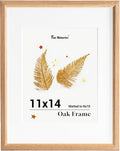 Fun Memories 11x14 Oak Picture Frame for Wall, 11x14 Frame with Matted to 8x10, Solid Wood Picture Frames for Wall Art Photo and Prints (Beige, 1 Pack)