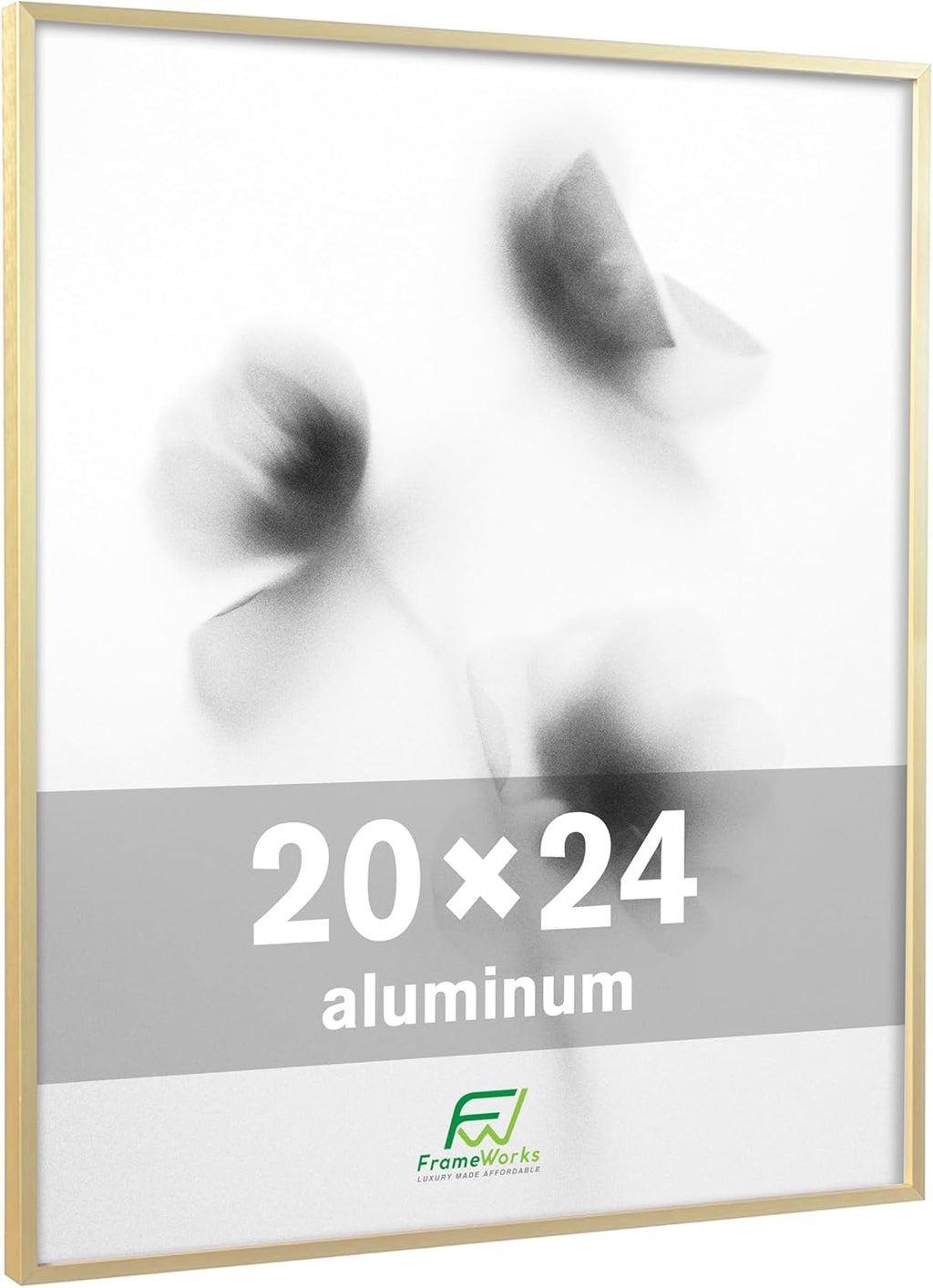 FrameWorks 20x24 Brushed Aluminum Poster Frames – Modern Brushed Metal Design w/Shatterproof Plexiglass, Perfect for Posters, Artwork, Paintings, Wall Displays – Home or Office Decor, Gold - 3 Pack
