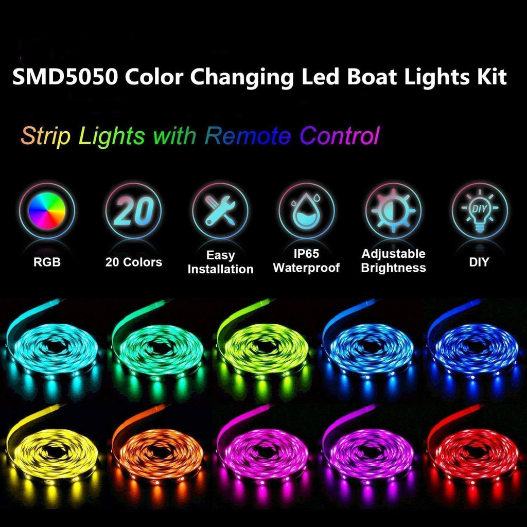 Boat Led Strip Lights, 33FT Marine Pontoon Boat Lights, Waterproof Boats Deck Light, Multi-Color Boats Interior Deck Cabin Light for Pontoon Jon Bass Yacht, Night Fishing Lighting