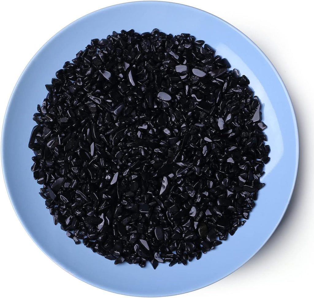 LAIDANLA Obsidian Crushed Stone Crystal Chips Bulk Natural Gemstones Healing Reiki Crystals Mini Quartz Vase Filler Aquarium Gravel 100g