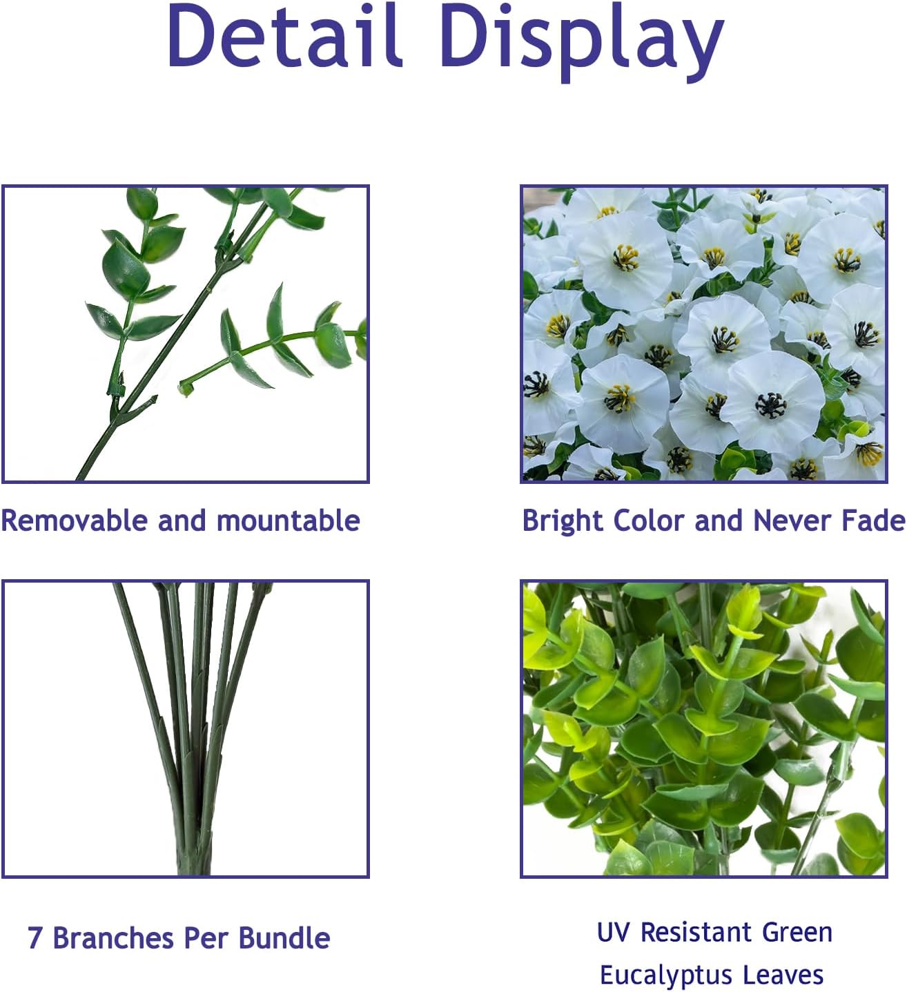 Artificial Flowers for Outdoors,UV Resistant Artificial Outdoor Flowers,Not-Fading Faux Flowers for Outdoor Planters for Front Door Porch Yard Patio Garden Home Decor,12 Bundles,White