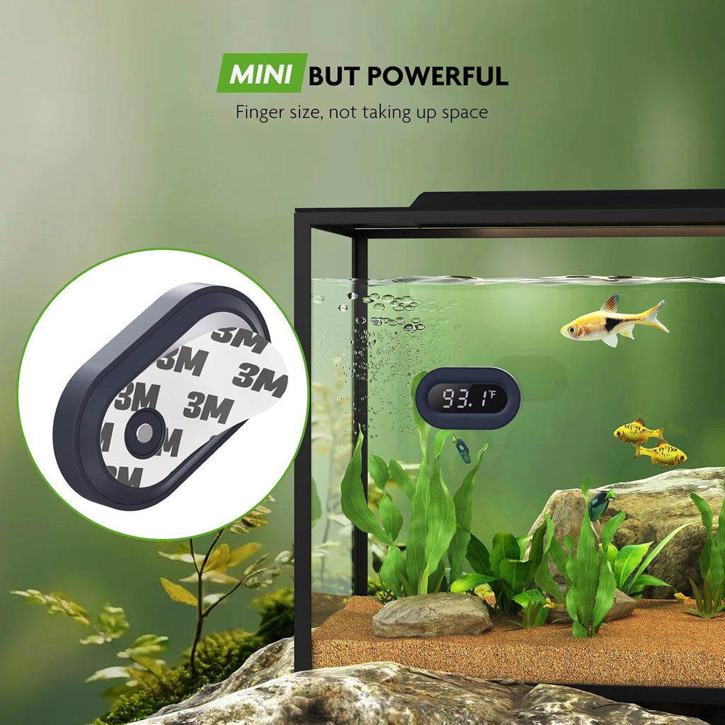 PAIZOO Fish Tank Thermometer, LED Digital Aquarium Thermometer Highly Accurate Temperature Measurement, Tank Thermometer for Freshwater and Saltwater, White Display ±0.9℉