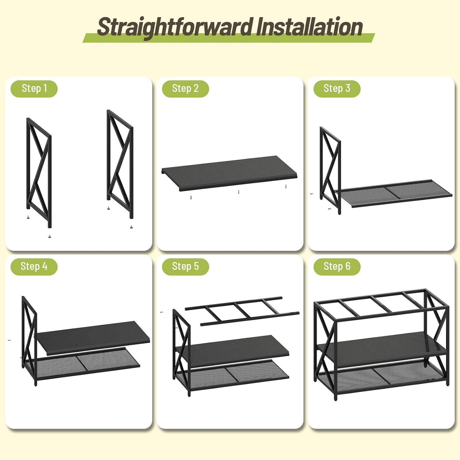 55-75 Gallon Fish Tank Stand with 3-Tier Storage Shelf, Metal Aquarium Stand for Reptile Terrarium Turtle and Breeder Tank Stand, Heavy Duty Metal Frame, Black
