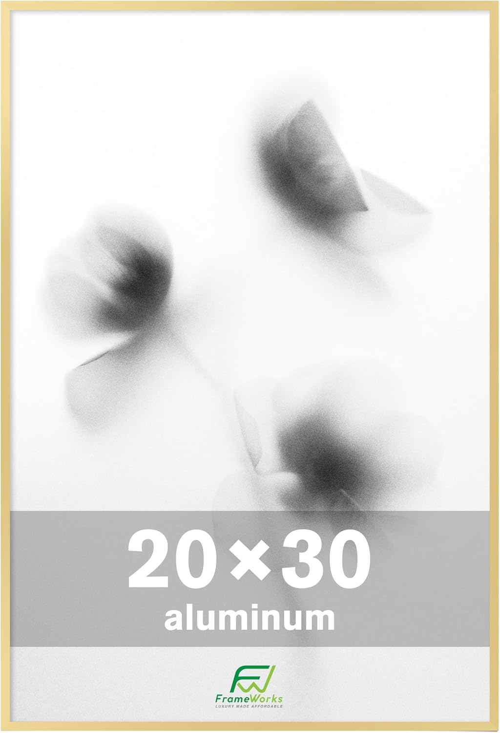 FrameWorks 20x30 Brushed Aluminum Poster Frames – Modern Brushed Metal Design w/Shatterproof Plexiglass, Perfect for Posters, Artwork, Paintings, Wall Displays – Home or Office Decor, Gold - 1 Pack