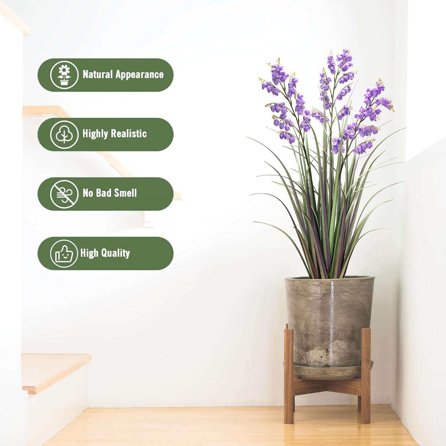 Green Onions Home Decor Fake Plants Lily of The Valley Snake Plant Home DéCor Accents Artificial Grass Room Decor Artificial Plants Indoor Artificial Grass 36" 1 Pack(Purple)