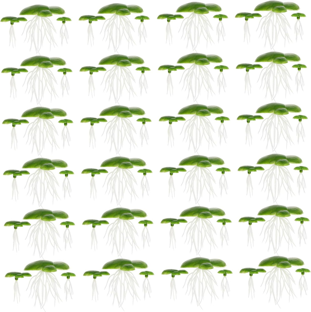 Weed72Pcs Duckweed, Plastic Pond Plants with Leaves & Roots, Floating Aquarium Plants for Indoor, Outdoor Floating Aquarium Pond