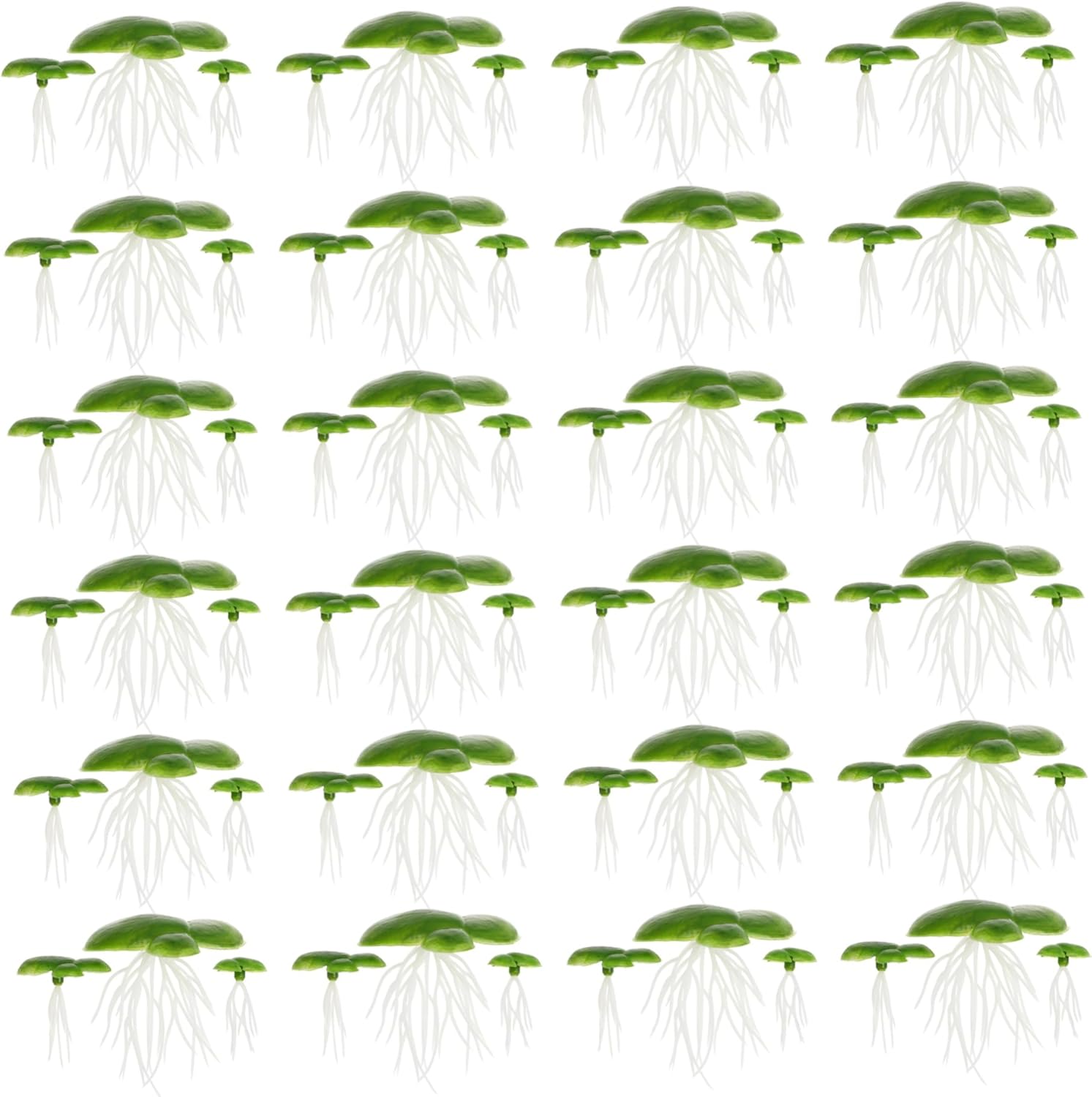 Weed72Pcs Duckweed, Plastic Pond Plants with Leaves & Roots, Floating Aquarium Plants for Indoor, Outdoor Floating Aquarium Pond
