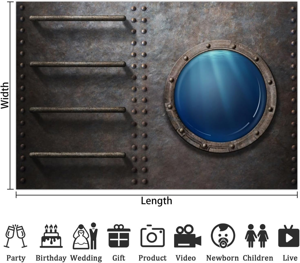 Leowefowa Cartoon Underwater World Photo Backdrop 16x7ft Vinyl Science Submarine Photoshoot Background for Holiday Baby Shower Birthday Party Banner Decoraction Photography Studio Props