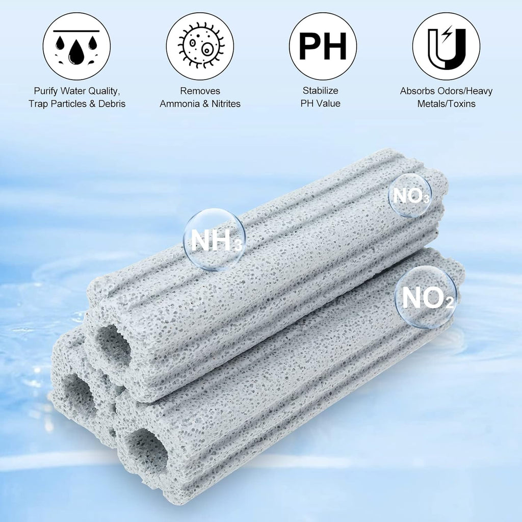 RealPlus Ceramic Bio Filter Media for Aquarium Sump Canister Pond Fish Tank, Vast Surface Area (6.2" Length / 56pcs)