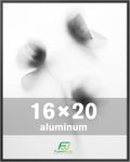 FrameWorks 16x20 Brushed Aluminum Poster Frames – Modern Brushed Metal Design w/Shatterproof Plexiglass, Perfect for Posters, Artwork, Paintings, Wall Displays – Home or Office Decor, Black - 1 Pack