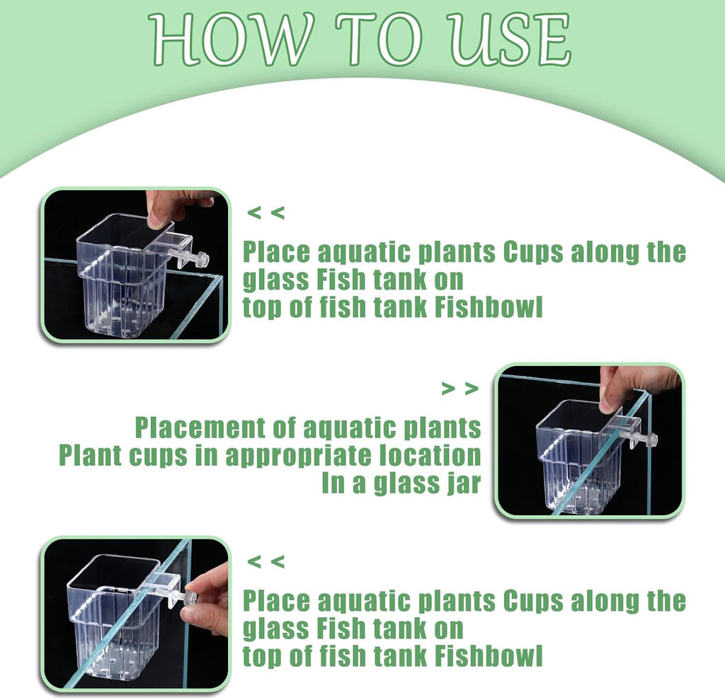12PCS Aquarium Plant Holder Rimmed Tank Clear Fish Tank Plant Holder Aquarium Live Plants Hanging Aquariums Planter Holders for Fish Tank Aquaponic Plants Cultivation and Aquascape Decorations