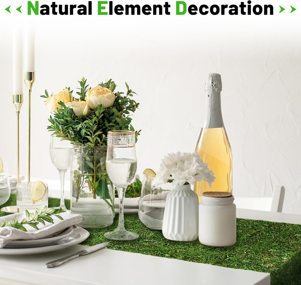 71" x 16" Dried Moss Table Runner Moss Sheet Roll for Crafts Preserved Moss Mat for Table Decoration Green Moss for Fairy Wedding Party Woodland Garden Decor
