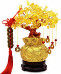 Feng Shui Yellow Quartz Crystal Tree, Bonsai Style Money Trees Decoration for Luck and Wealth (Purse)