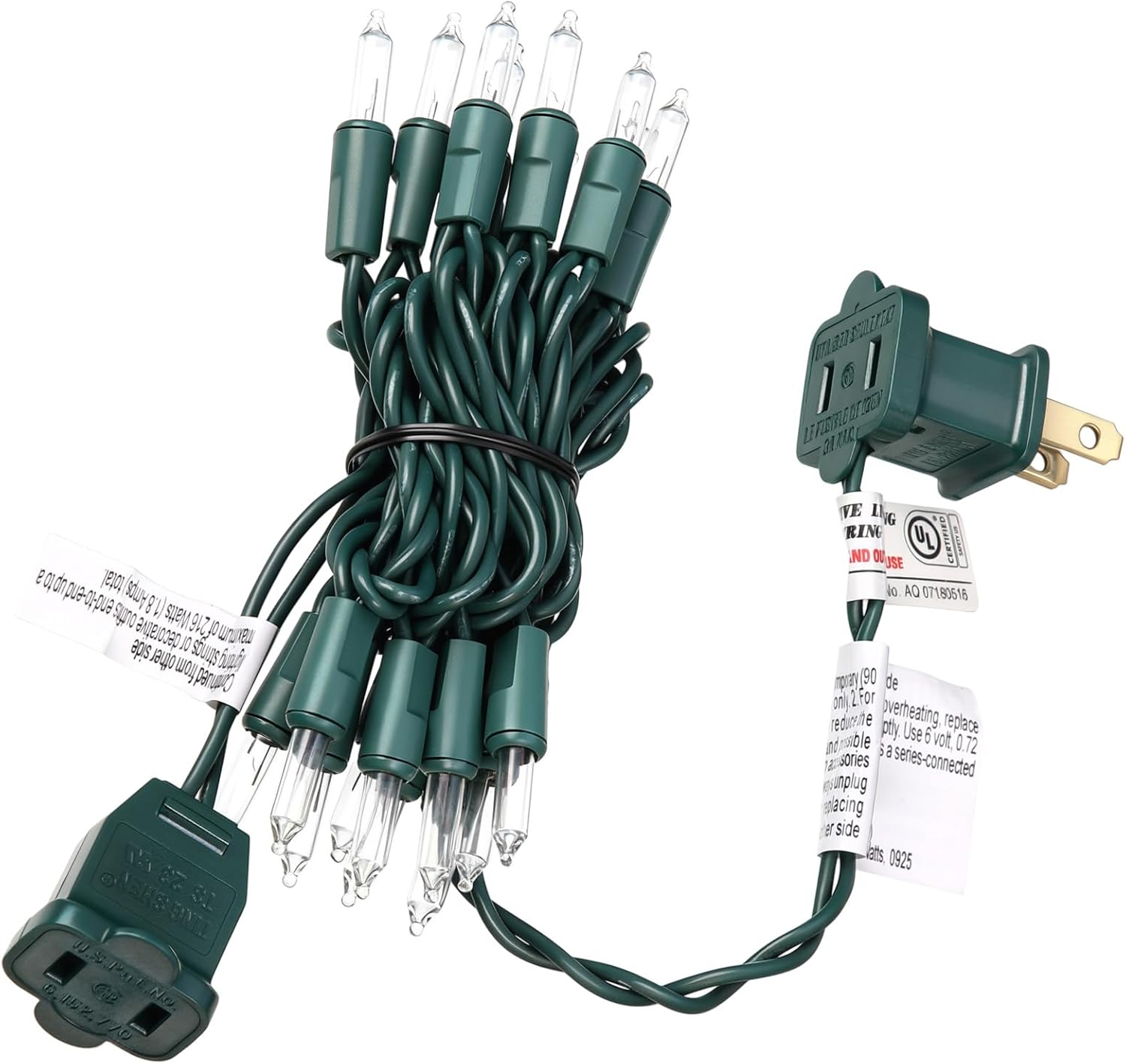 Mini Christmas Lights String Warm White Vintage Short Strand String Lights, Clear Bulbs Wire Fit Light up Christmas Decorations(20 Bulbs Connectable,5ft,Green)