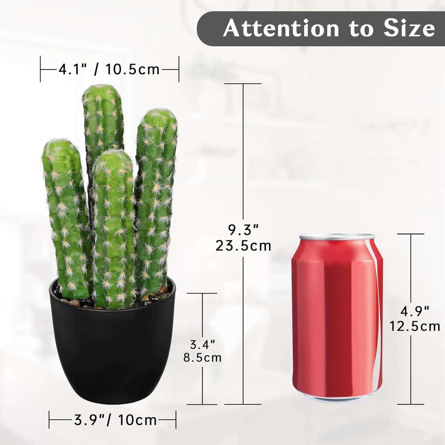 Artificial Cactus Plants 9.3 inch Small Faux Cactus Plants Indoor Fake Desert Cacti Succulents Plants Artificial Plant Indoor with Pot Cactus Decorations for Home Decor Office Desk Tabletop Shelf