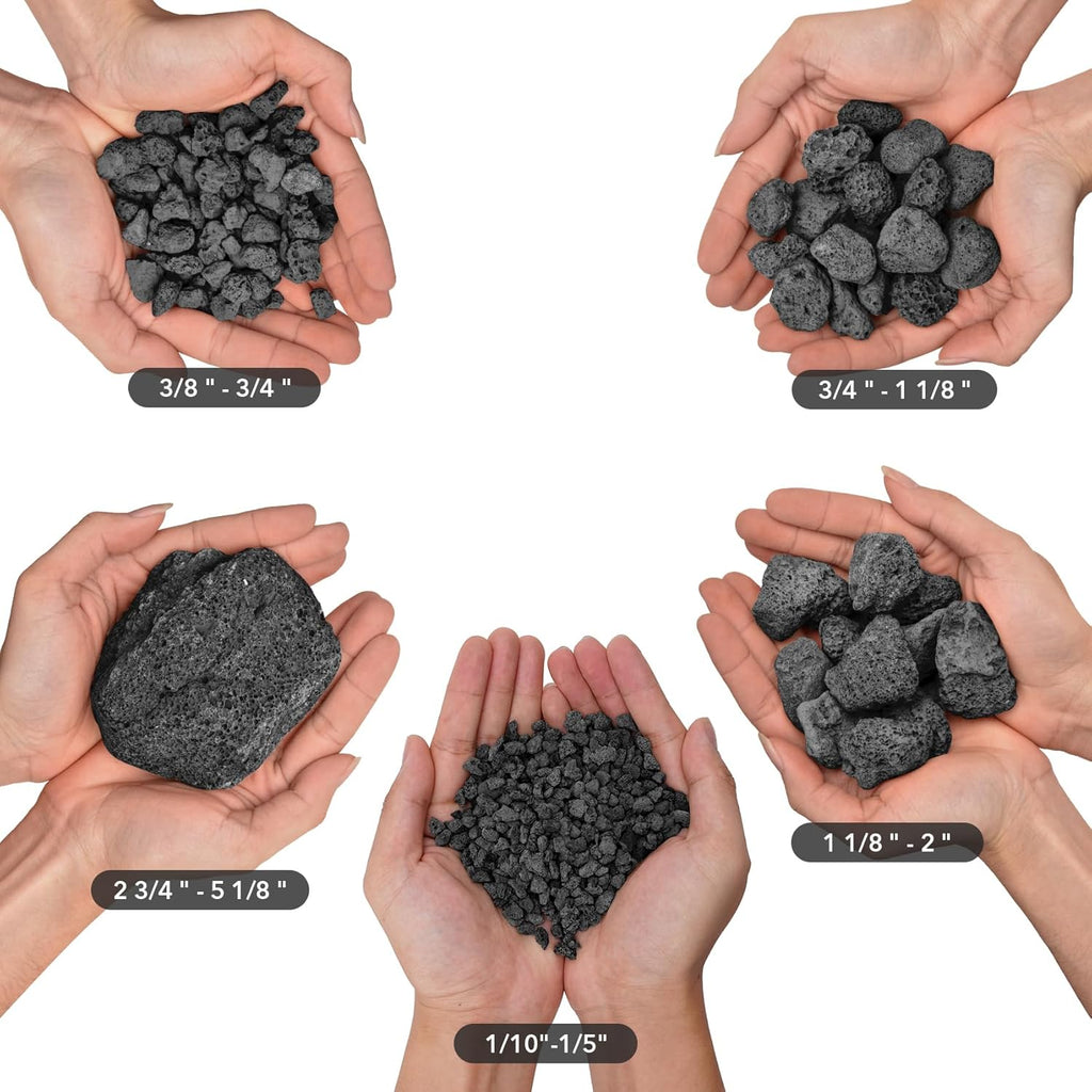 Skyflame10LB Natural Lava Rocks for Fire Pits, Fire Tables,Fireplaces, Garden Landscaping Decoration, Indoor and Outdoor Use, 3/4~1 Inch, Black